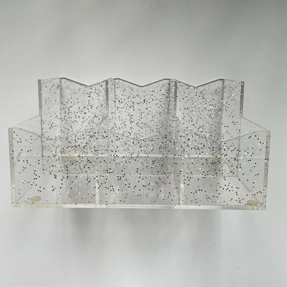Two Piece Clear Glitter Organizer Set